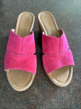 A. Giannetti Pink Suede Slide Mules